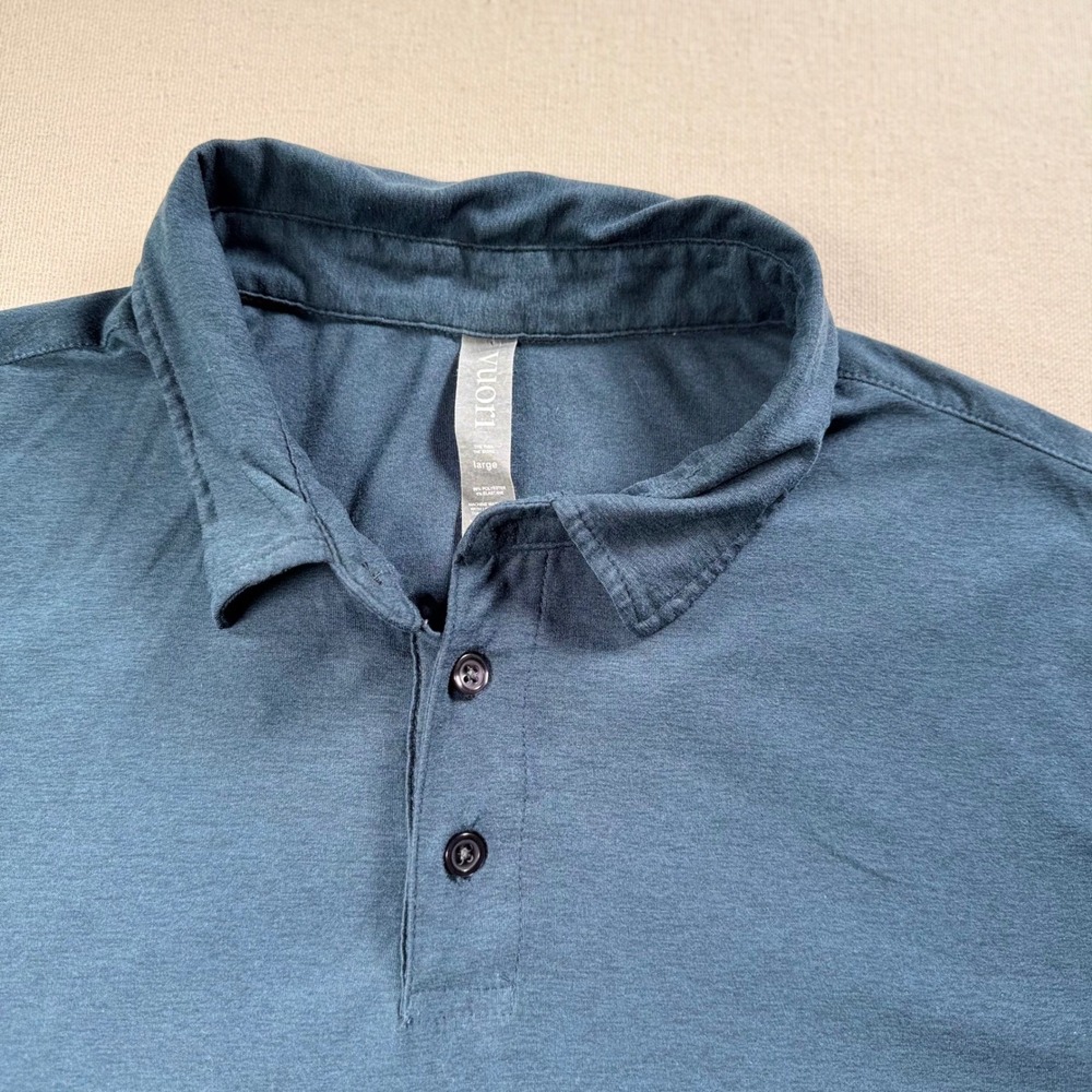 Vuori Mens Large Short Sleeve Polo Shirt Grey Stretch Performance